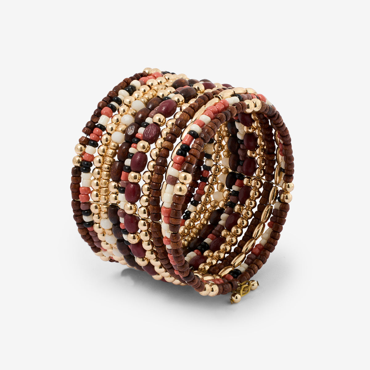 Manchette perles de rocaille marrons