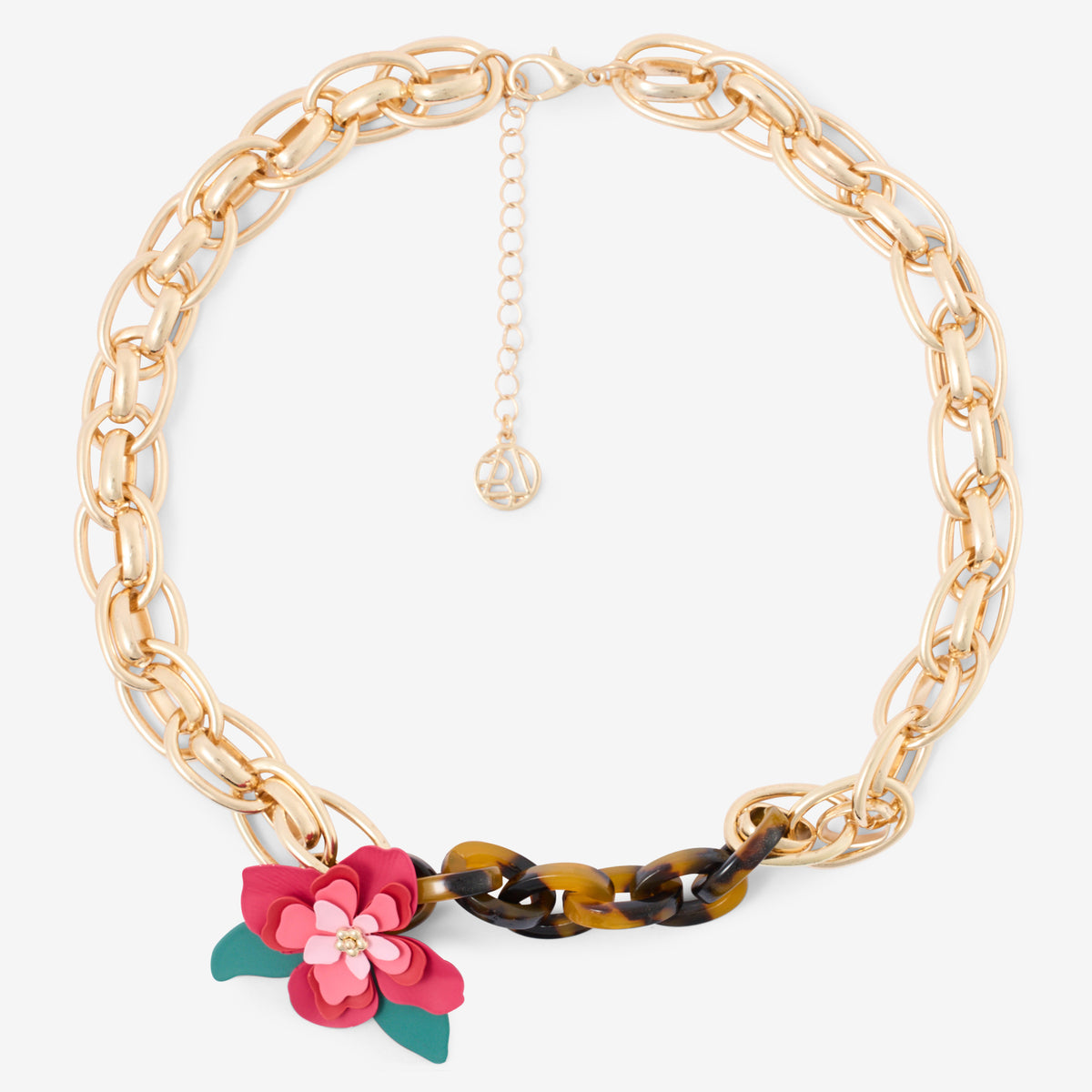 Collier grosse chaine avec fleurs