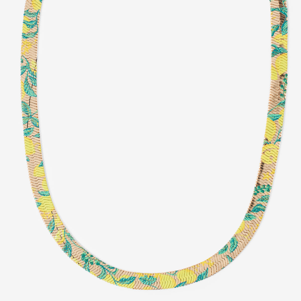 Collier chaine serpent Balagane imprimé citrons