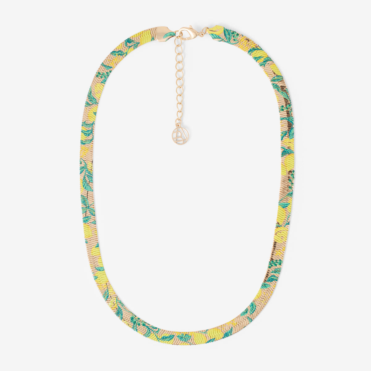 Collier chaine serpent Balagane imprimé citrons