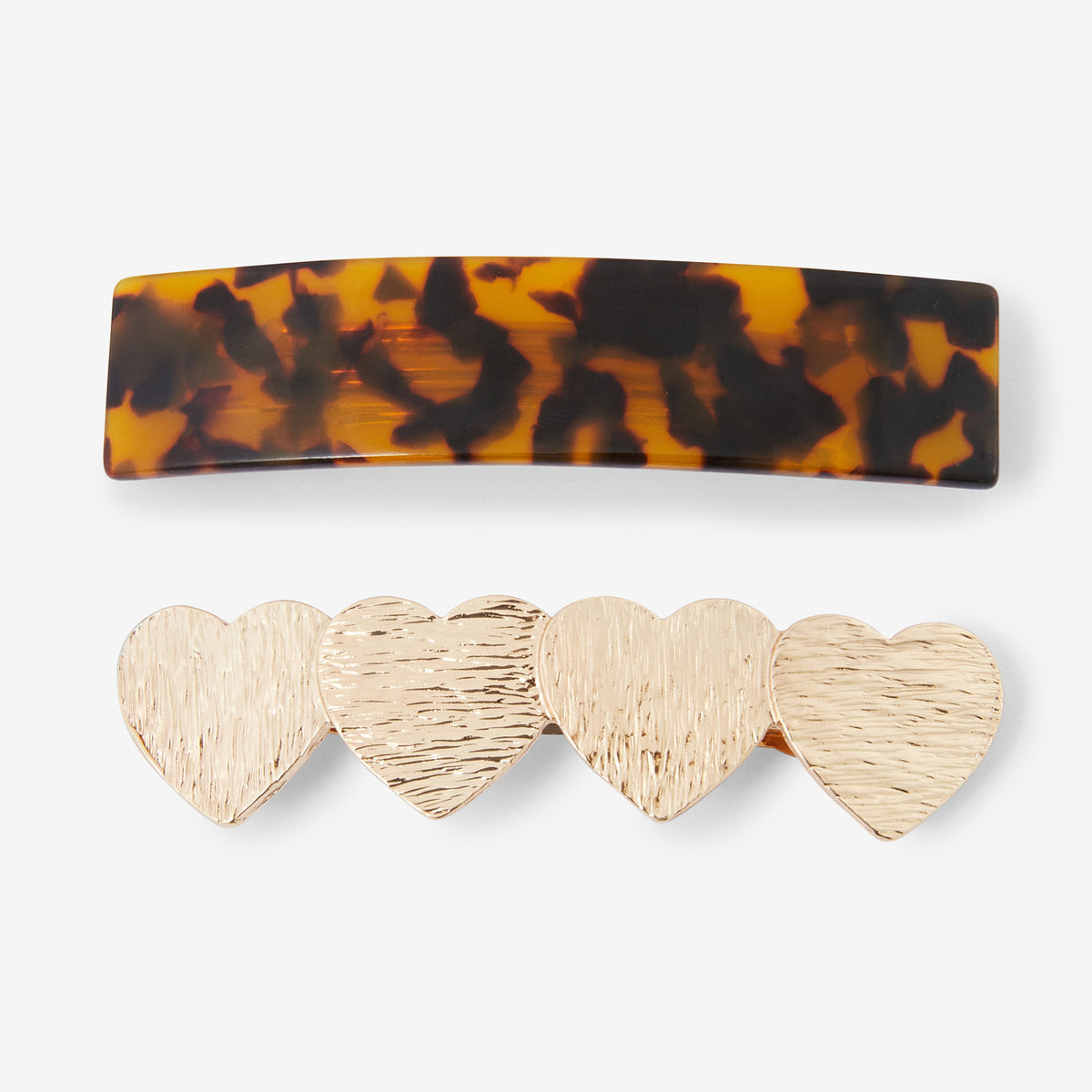 Set de 2 pinces rectangulaires et cœurs