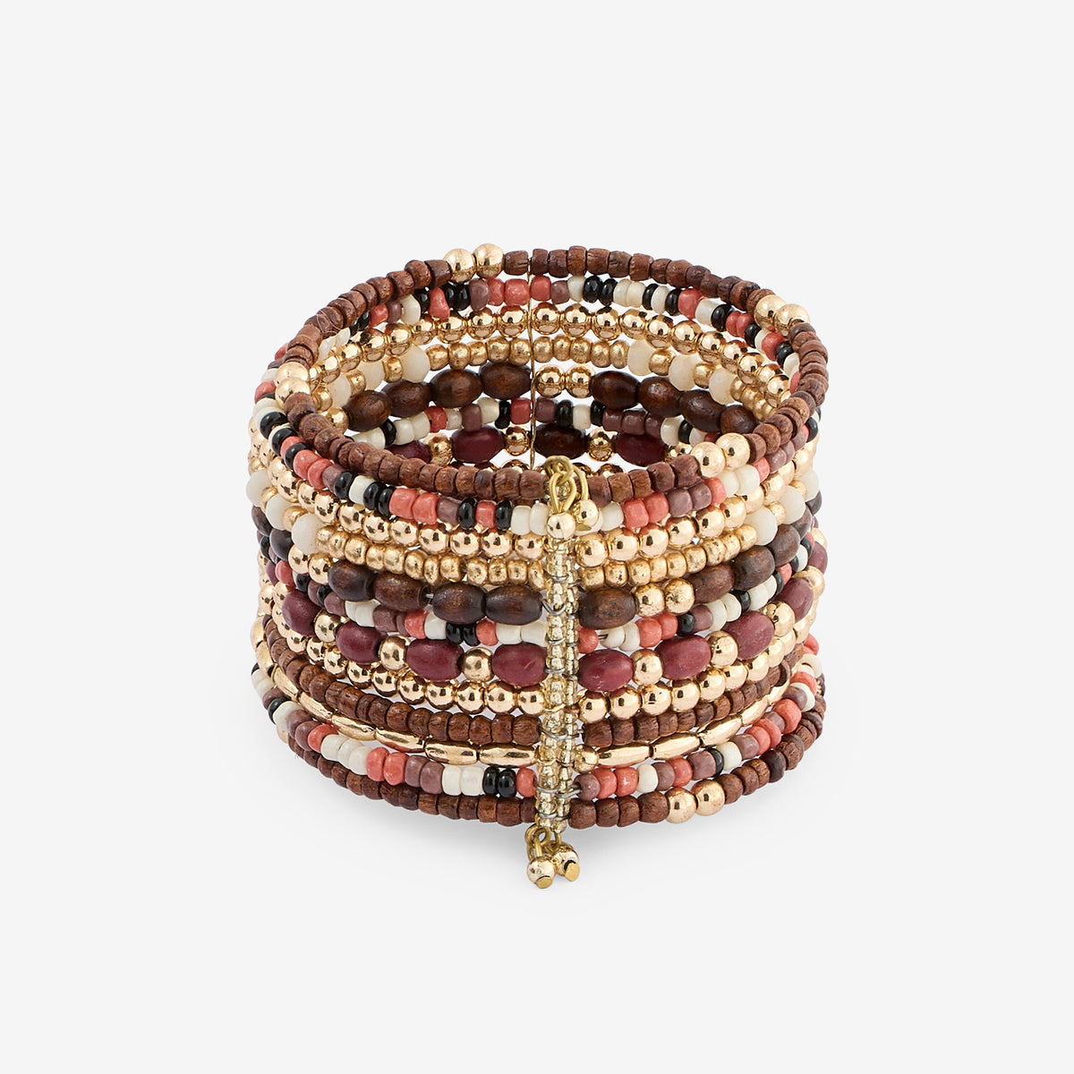 Manchette perles de rocaille marrons