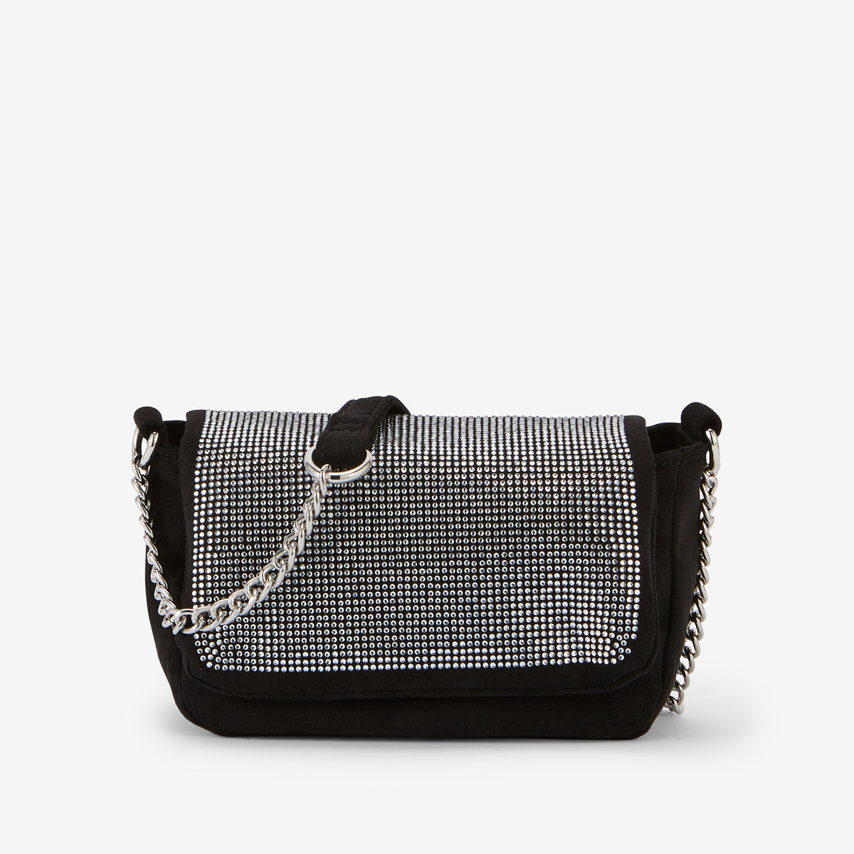Petit sac à bandoulière effet suédé et strass
