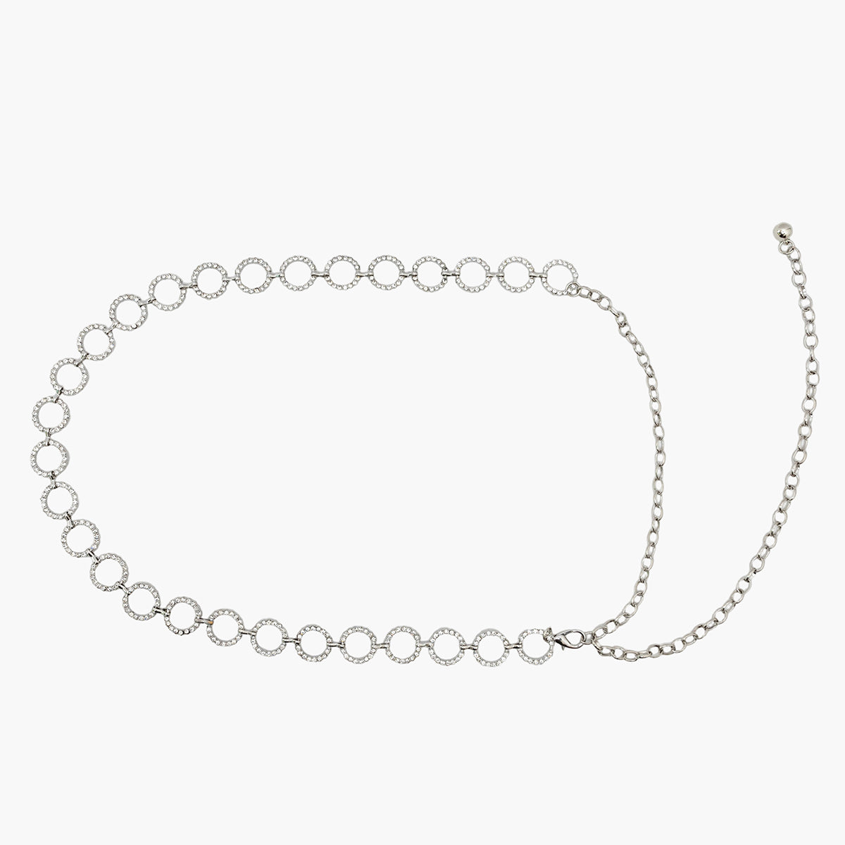 Ceinture à anneaux et strass argentés