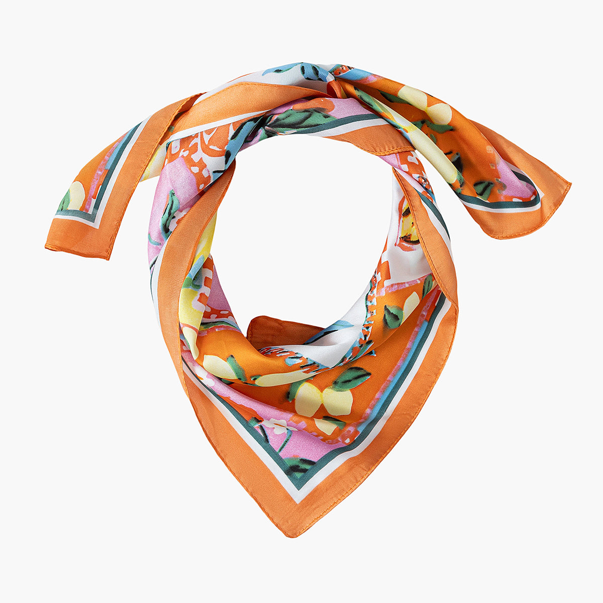 Foulard carré motif fruits multicolore