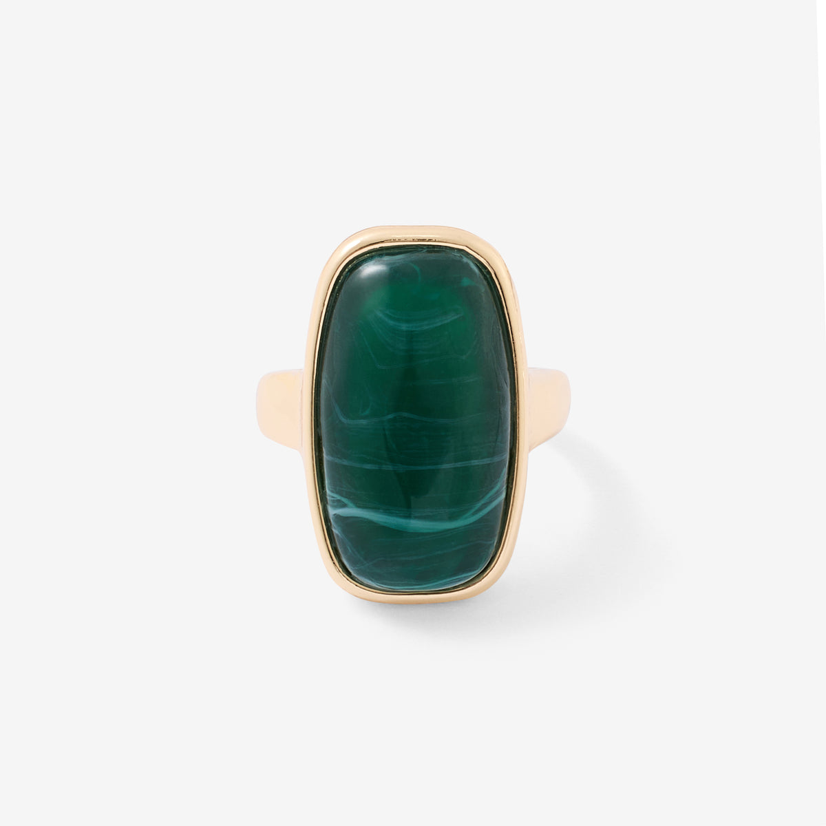 Bague avec pierre en résine verte rectangulaire
