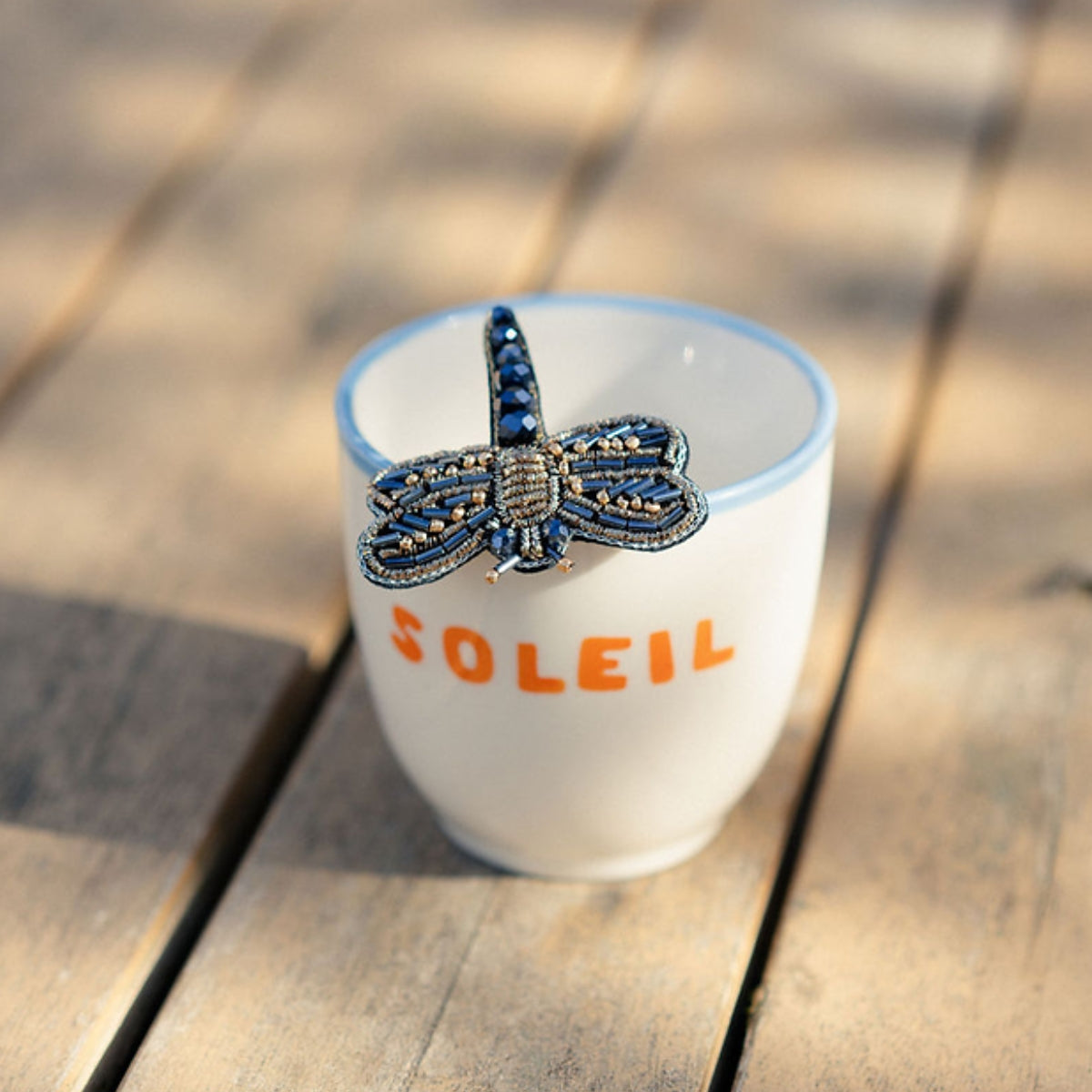 Broche libellule perles de rocaille