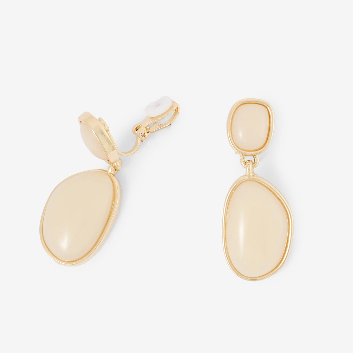 Boucles d’oreilles clips pendantes ivoire