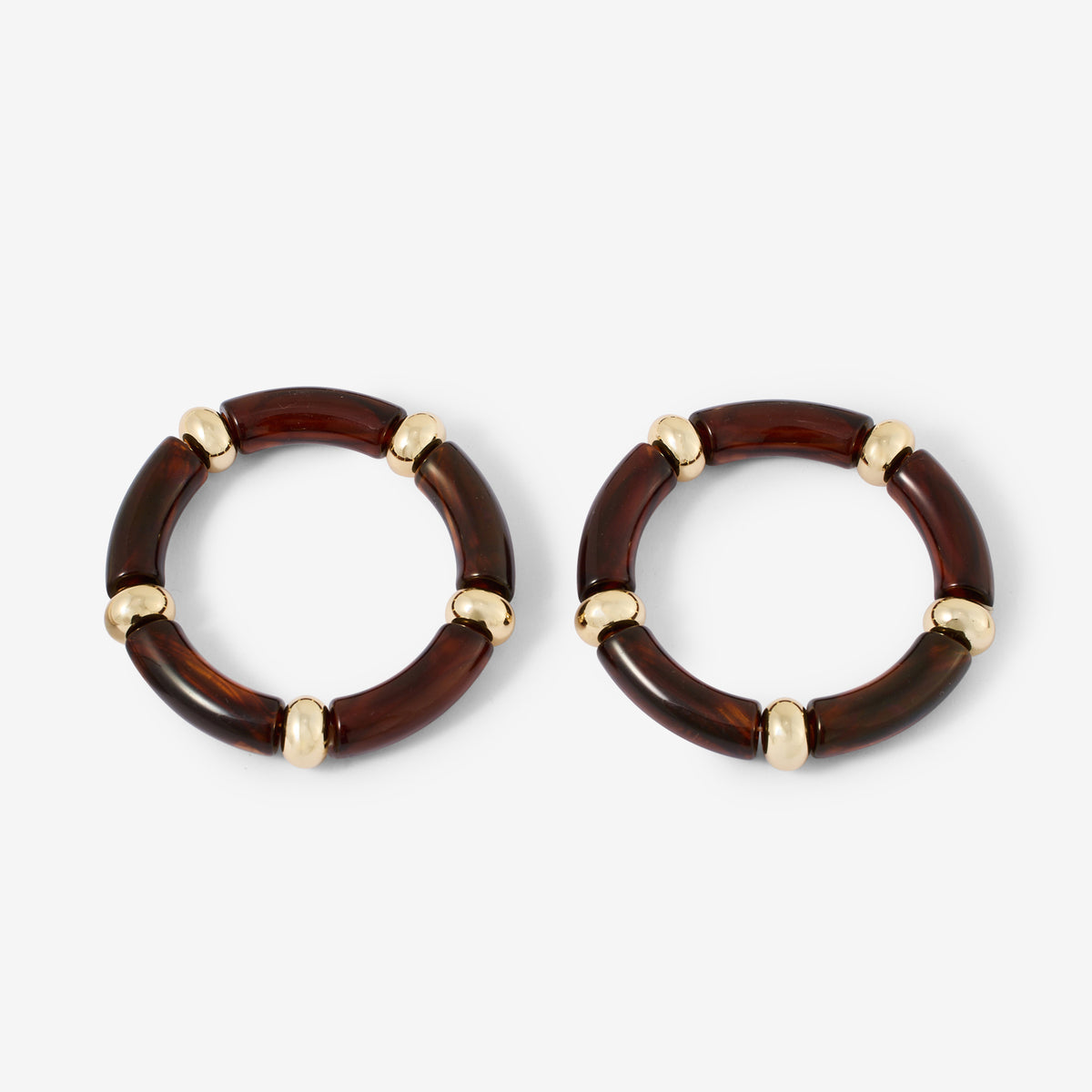 Set de 2 bracelets tubes marrons et dorés