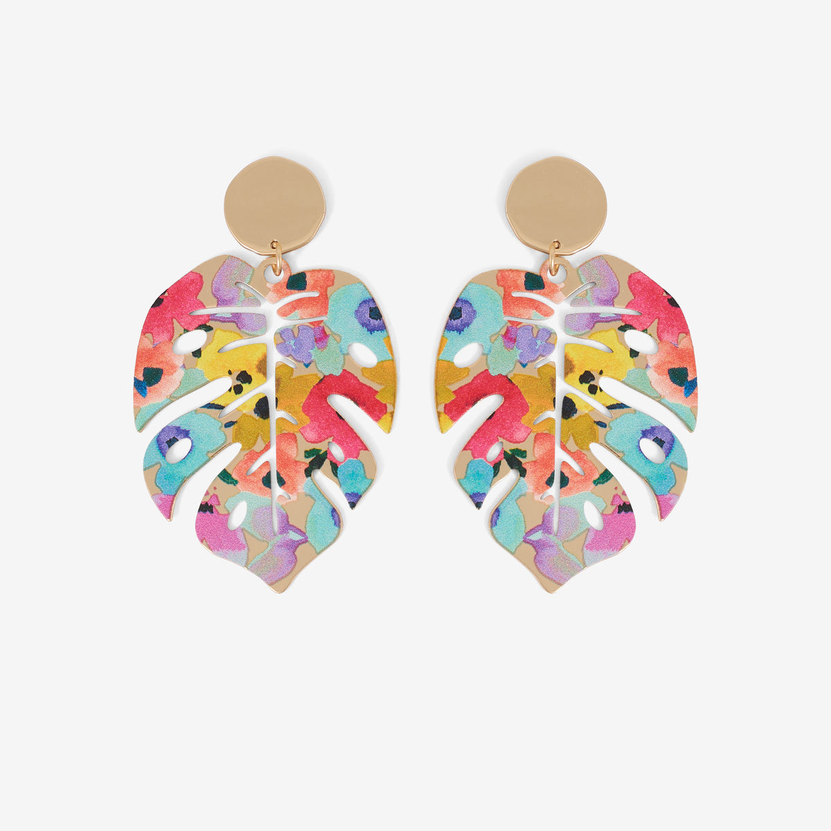 Boucles d'oreilles feuille Balagane imprimé fleurs