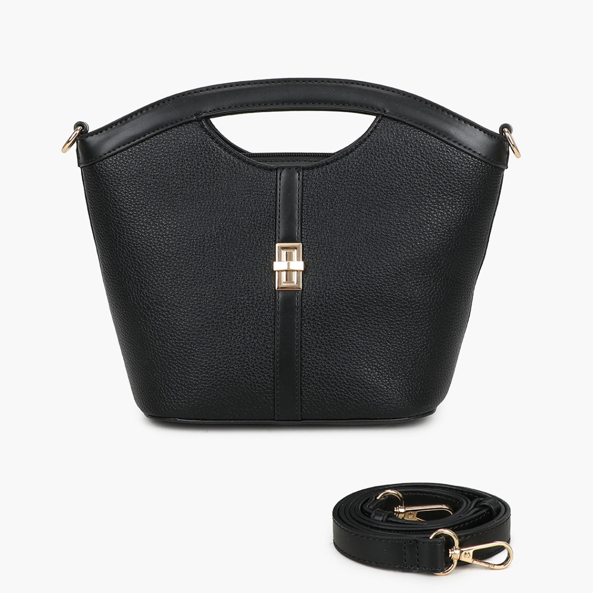 Sac souple noir effet grainé avec poignée