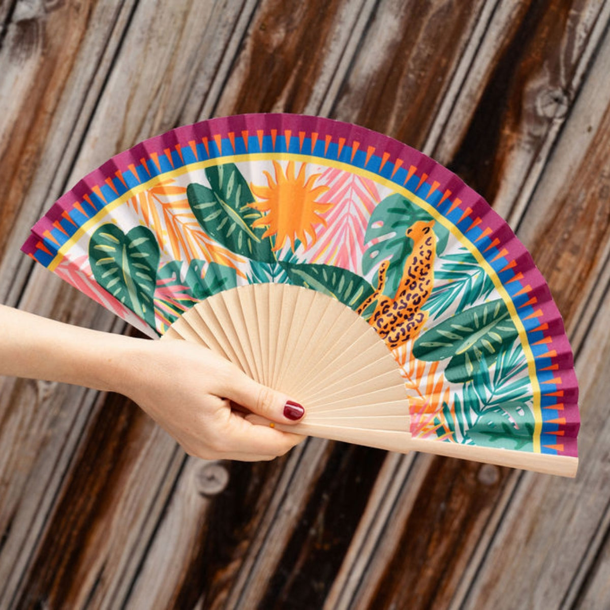 Éventail motif jungle