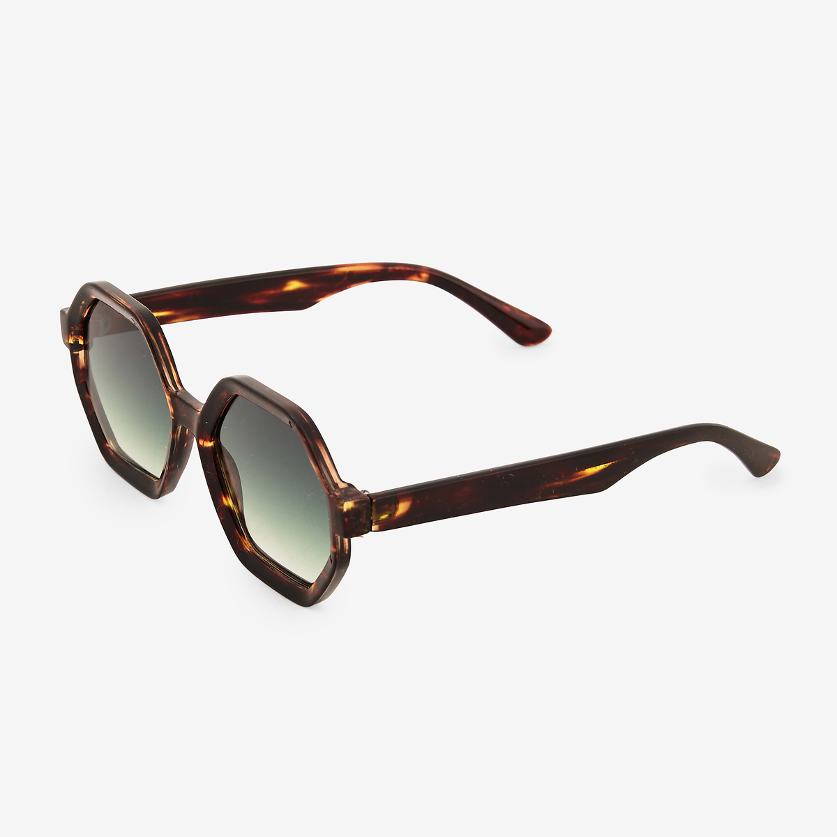 Lunettes de soleil écaille marron forme octogonale