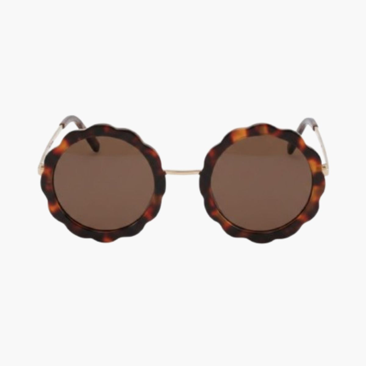 Lunettes de soleil écaille marron forme fleur ronde