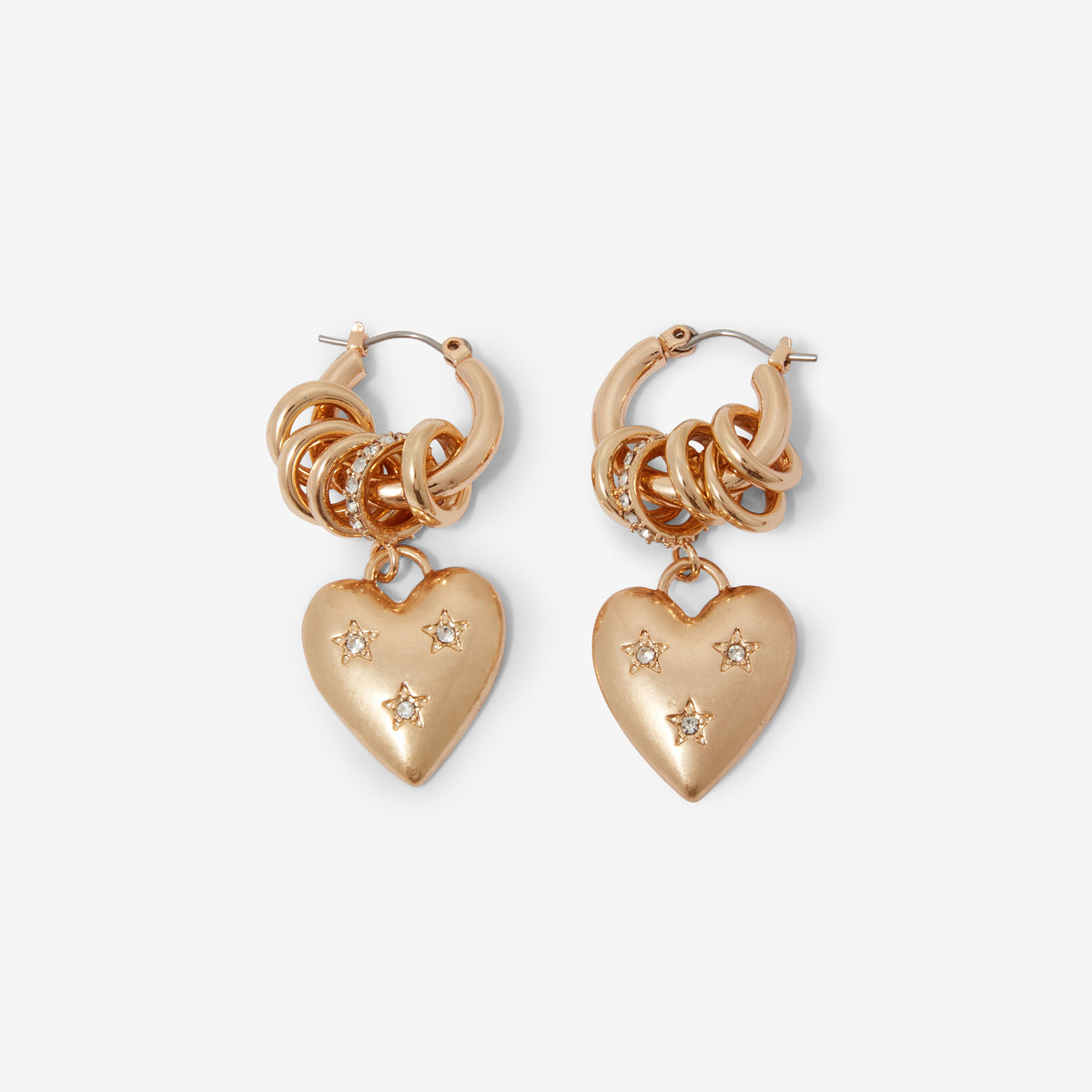 Créoles pendentif cœur à strass
