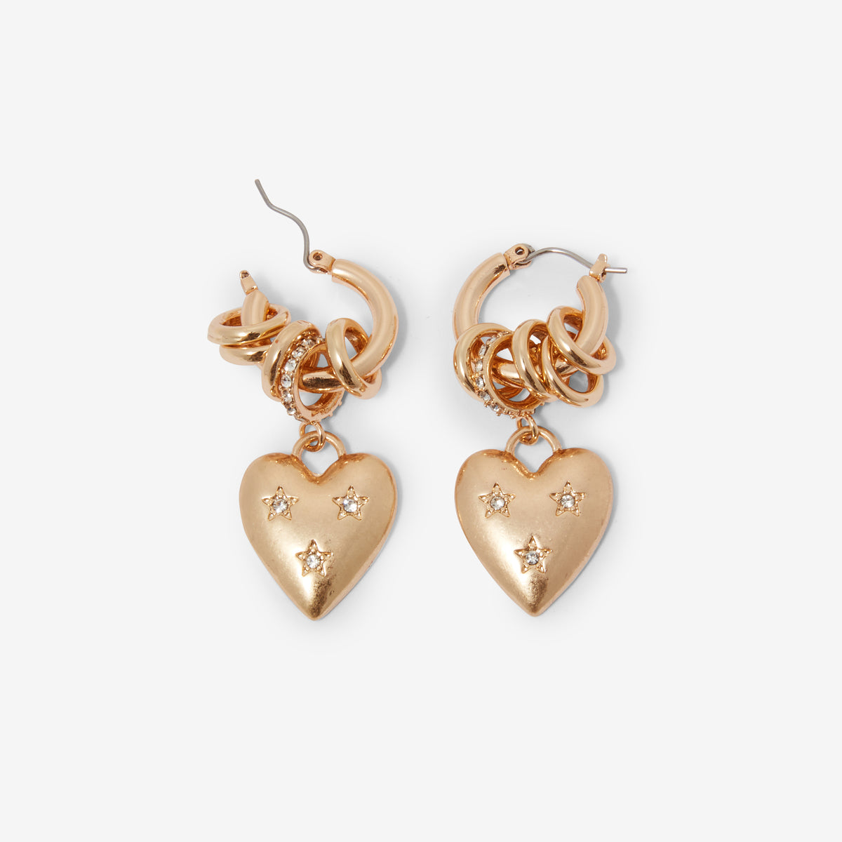 Créoles pendentif cœur à strass