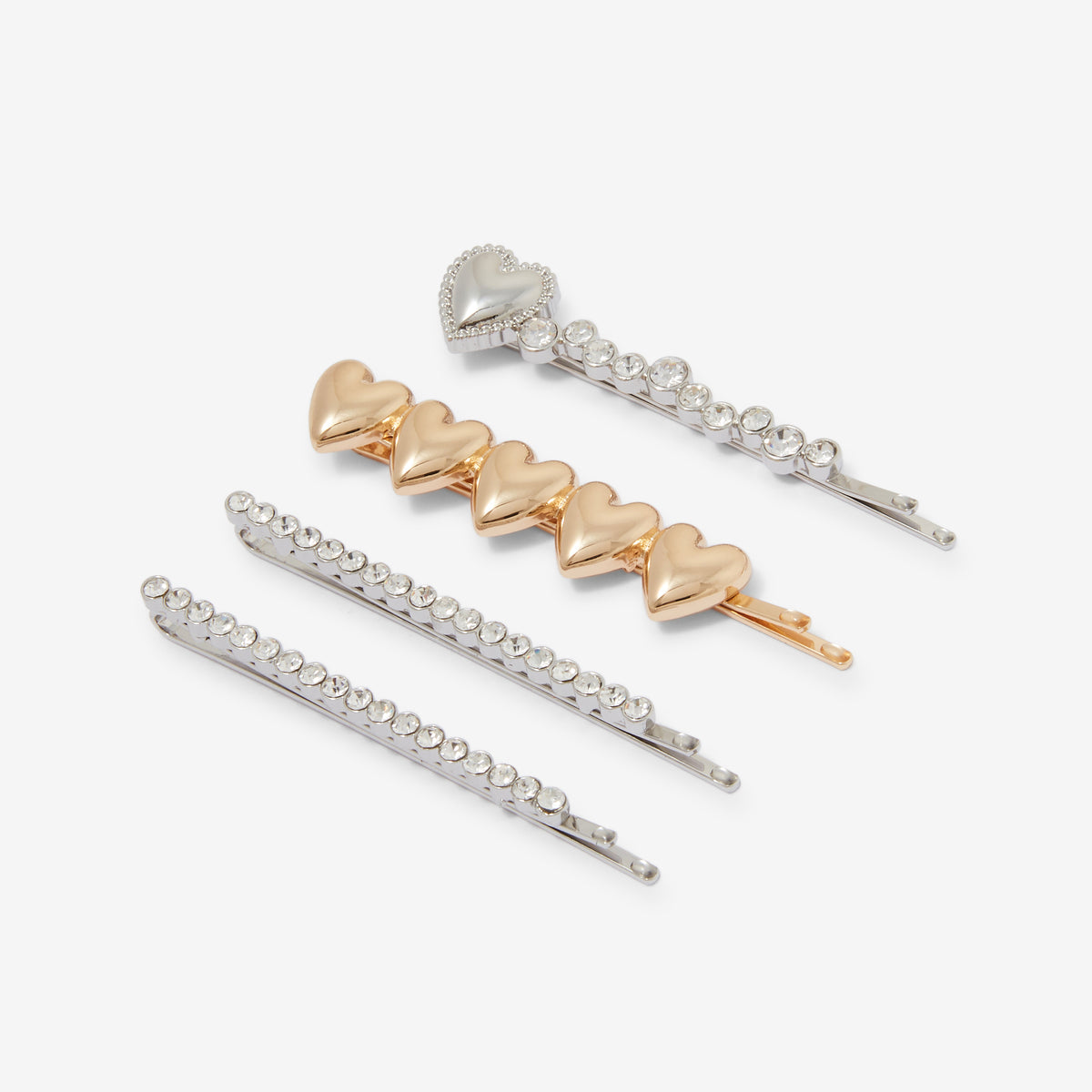 Set de 4 pinces cœurs et strass