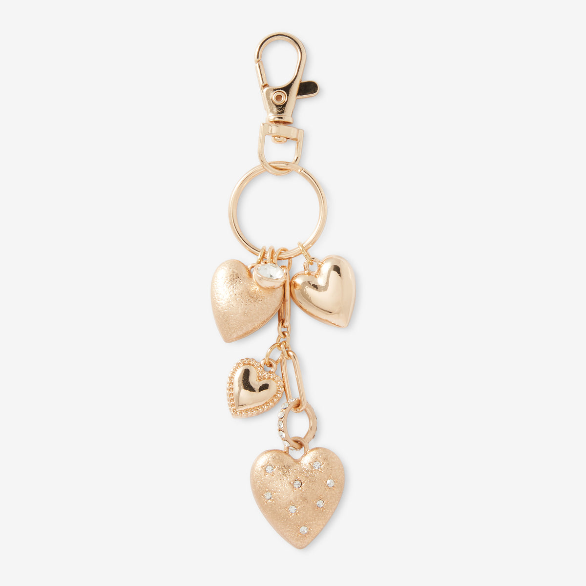 Porte-clés pendentifs cœurs dorés