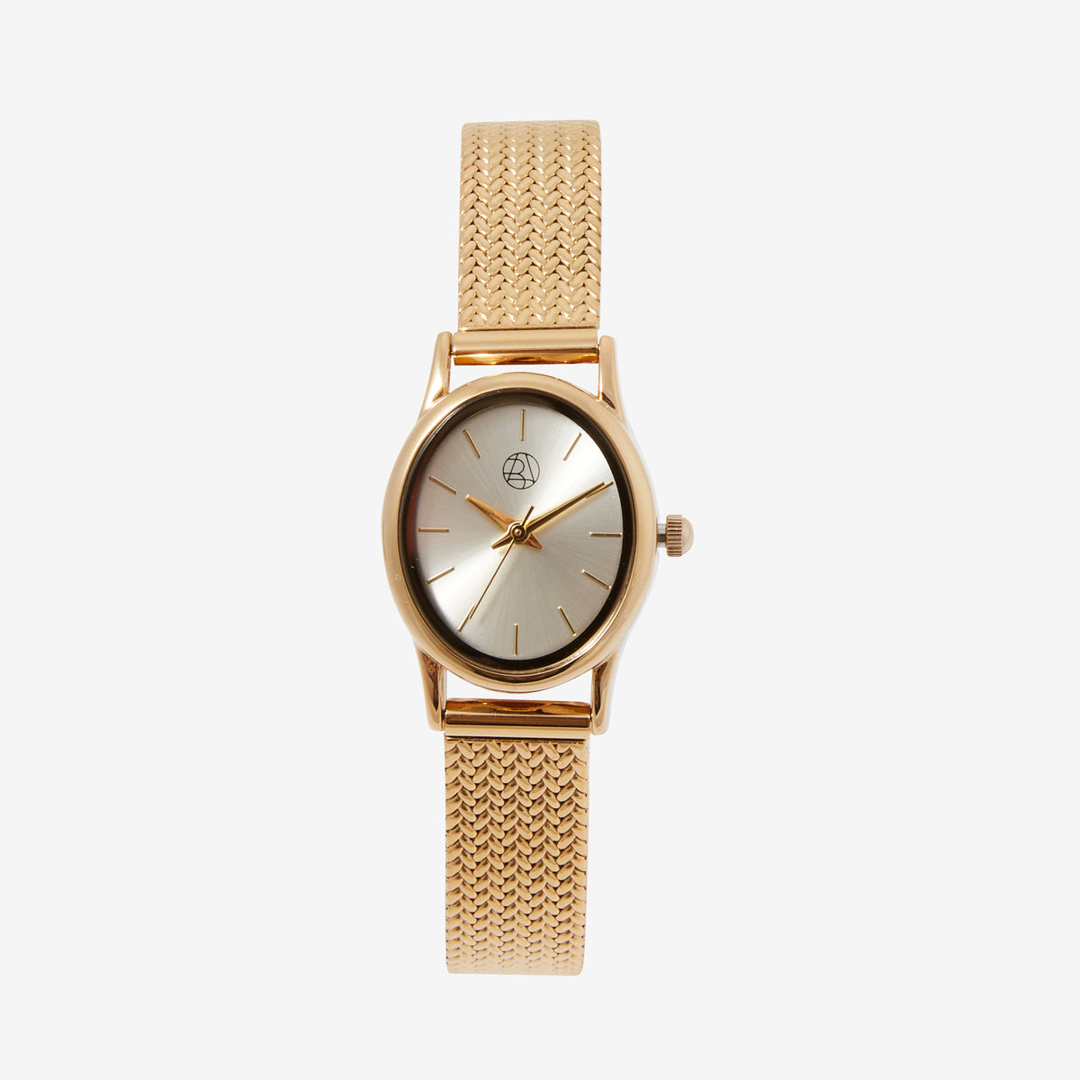 Montre cadran ovale bracelet maille doré