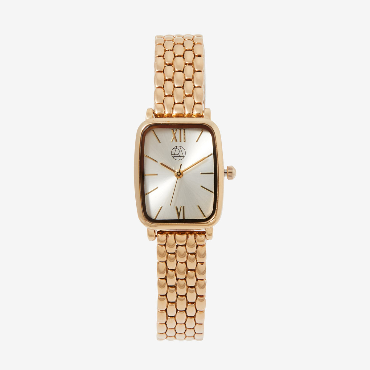 Montre cadran rectangle bracelet maille doré