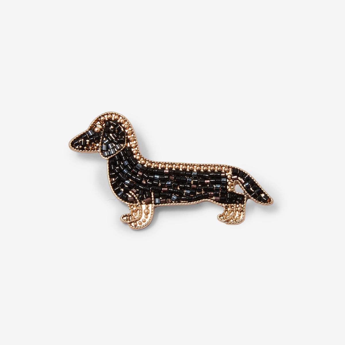 Broche teckel perles