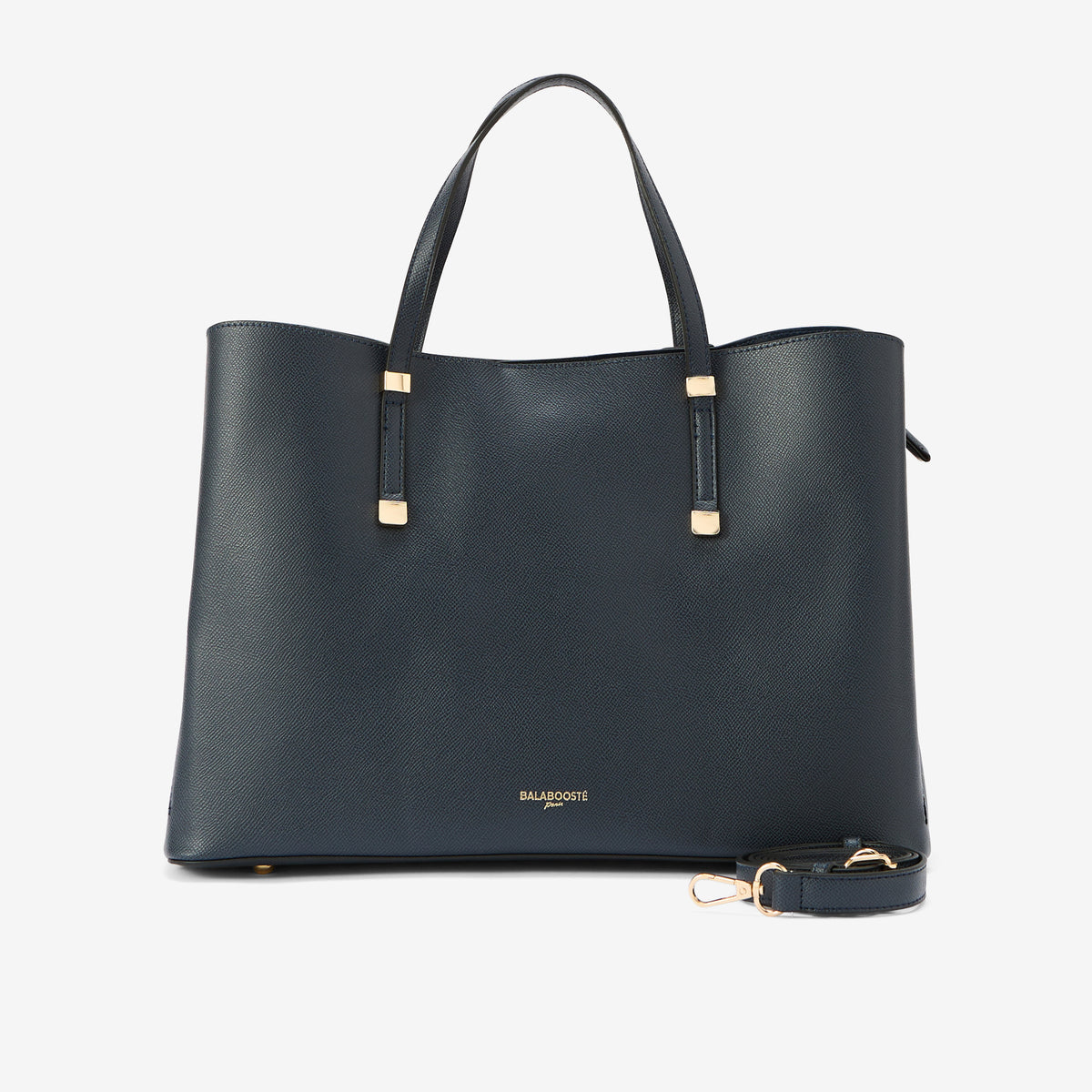 Grand sac à main effet grainé bleu marine