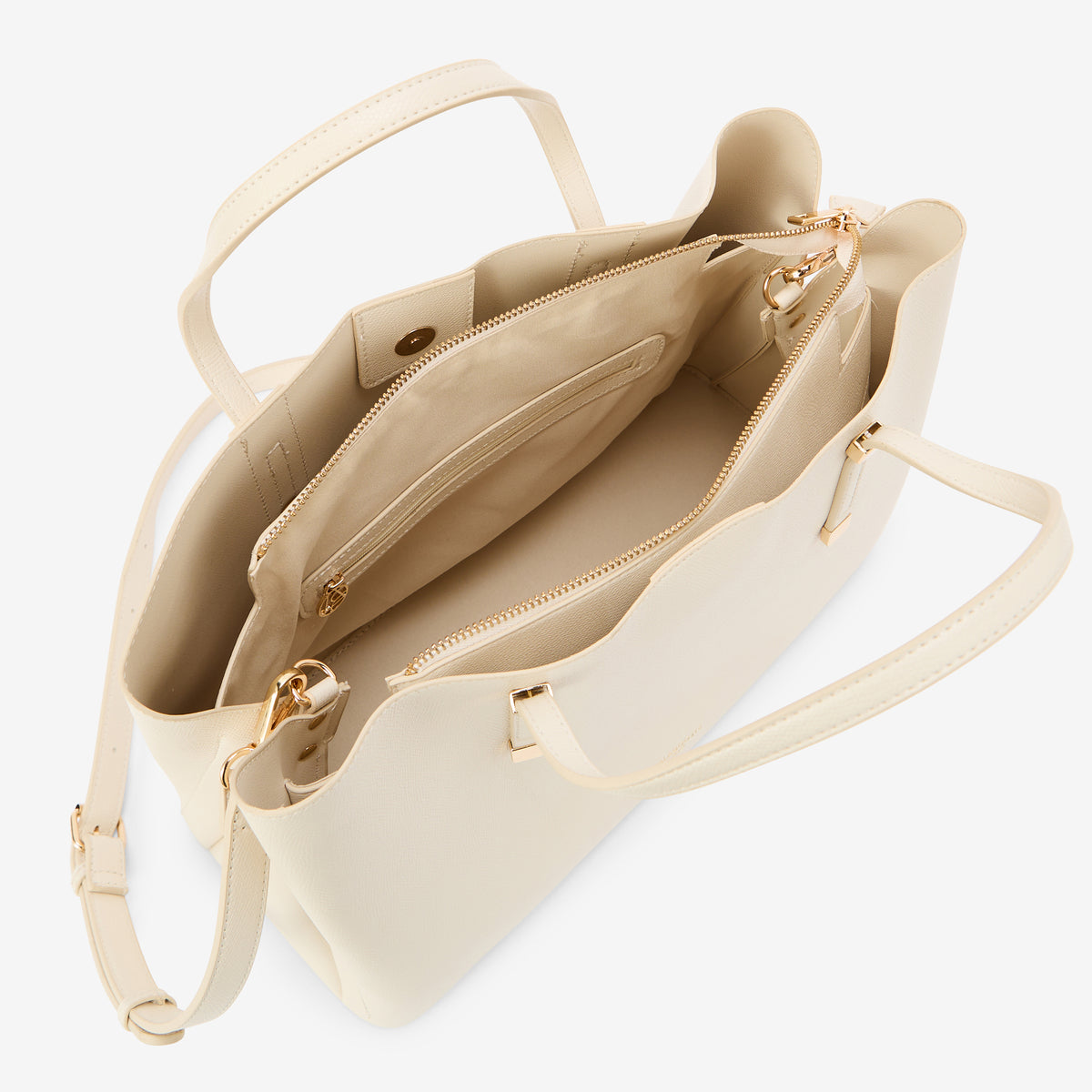 Grand sac à main effet grainé ivoire
