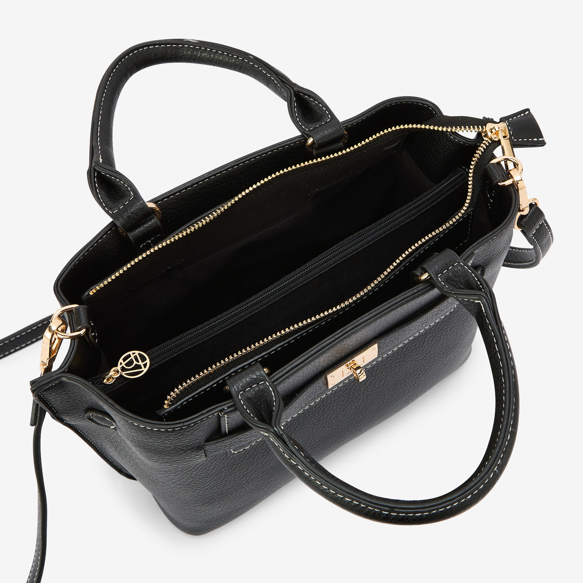 Sac porté main effet grainé noir
