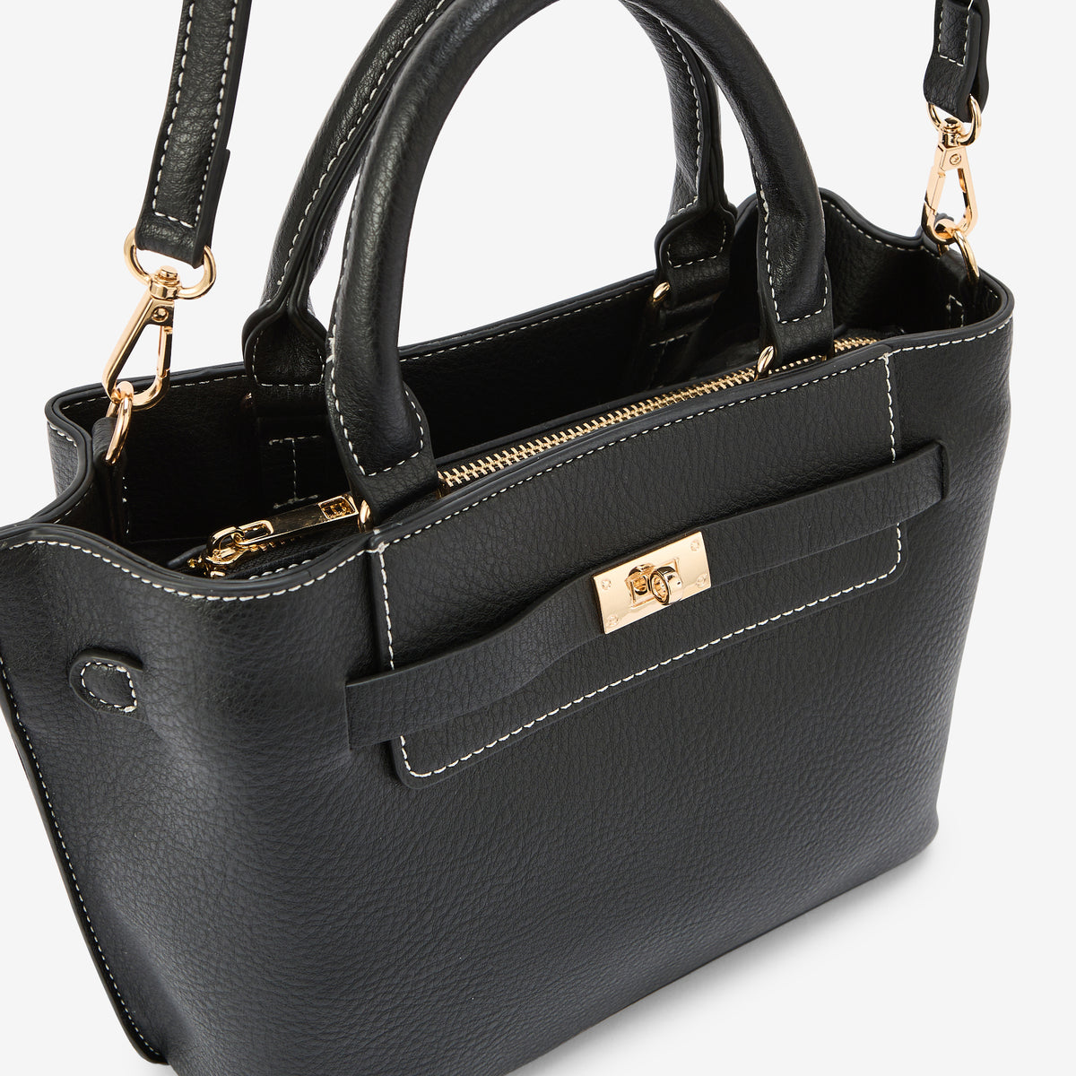 Sac porté main effet grainé noir