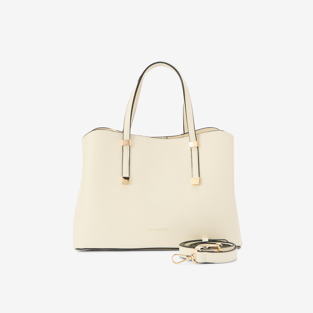 Petit sac à main effet grainé ivoire