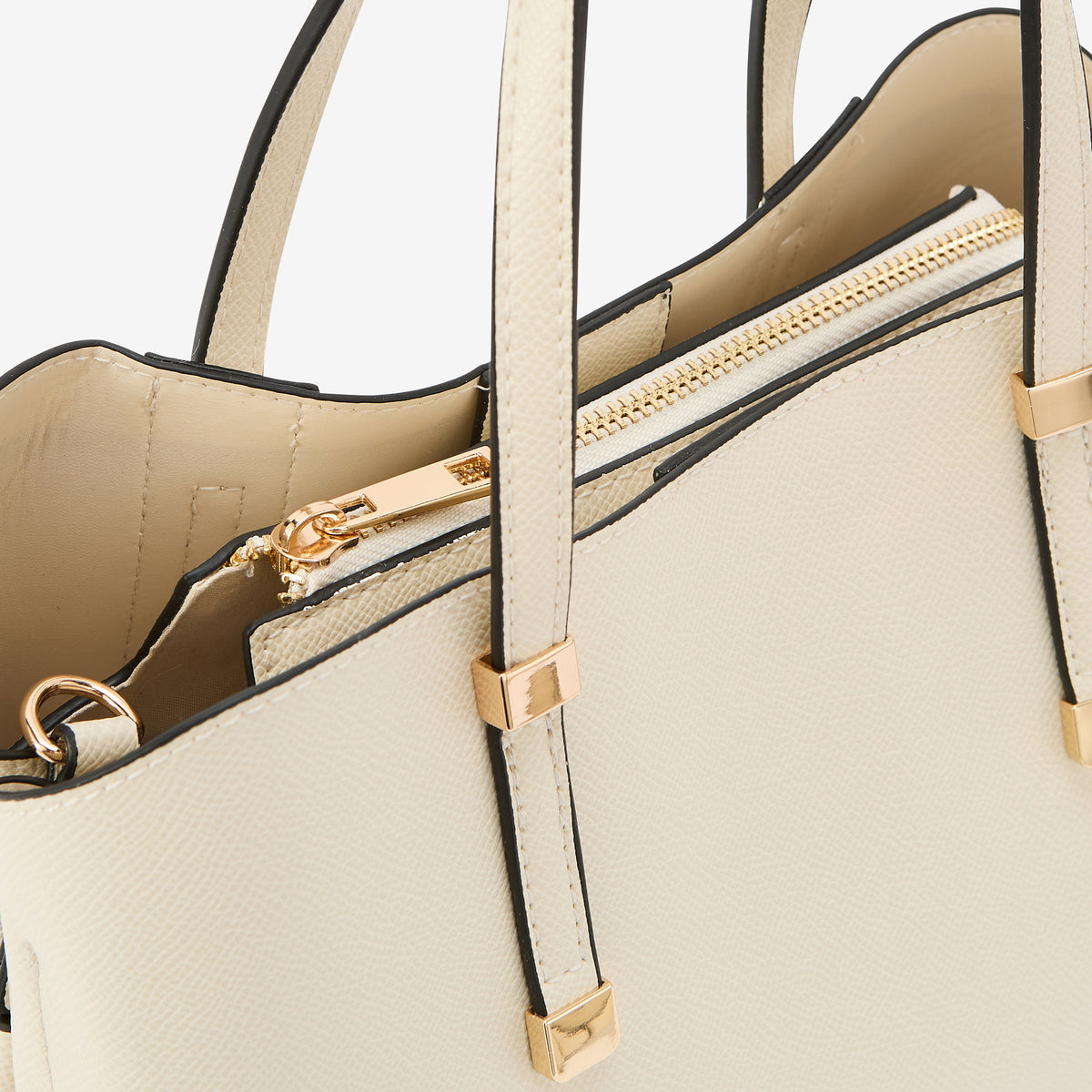 Petit sac à main effet grainé ivoire