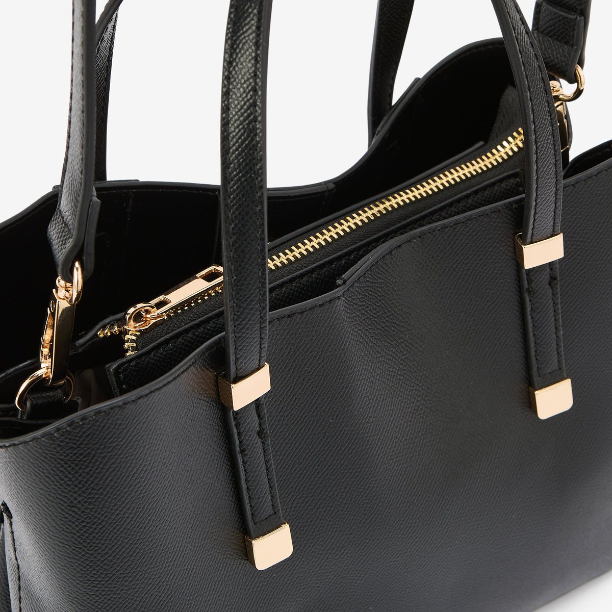 Petit sac à main effet grainé noir