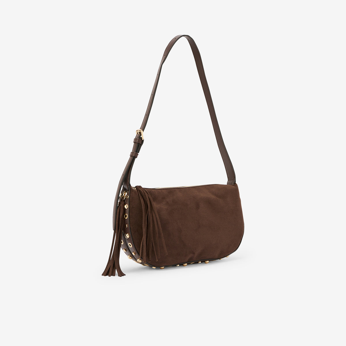 Sac effet suédé marron à franges