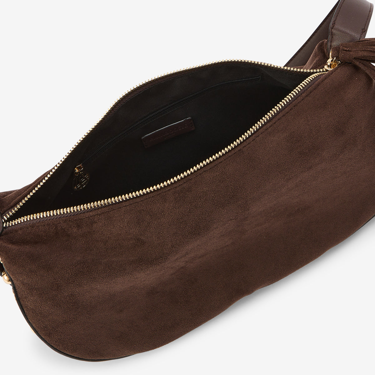 Sac effet suédé marron à franges