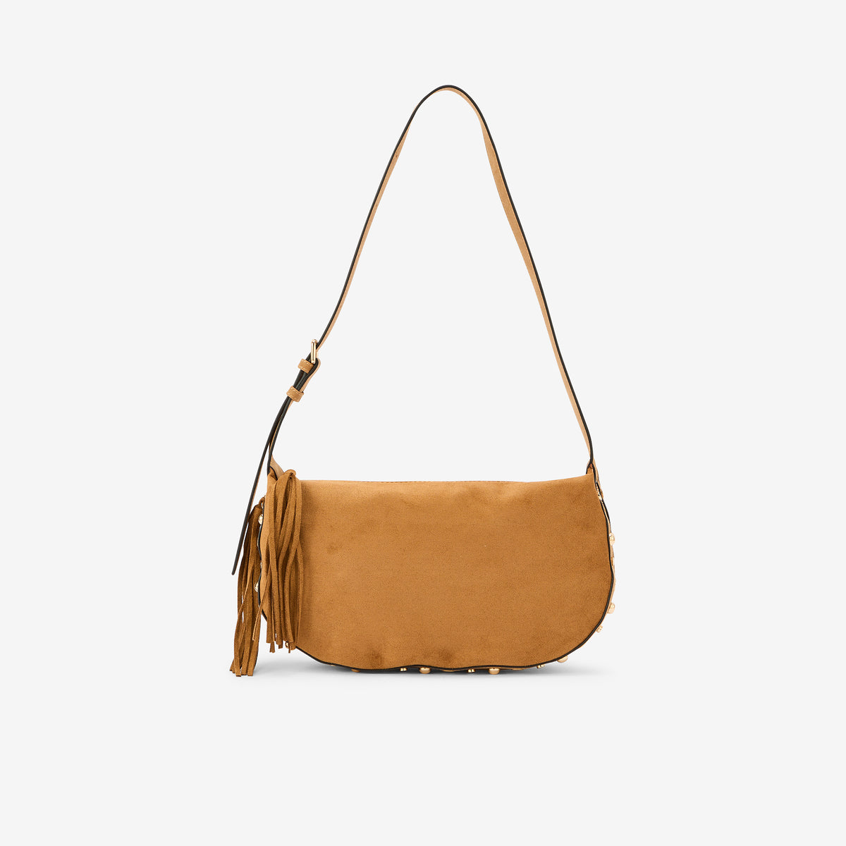 Sac effet suédé camel à franges