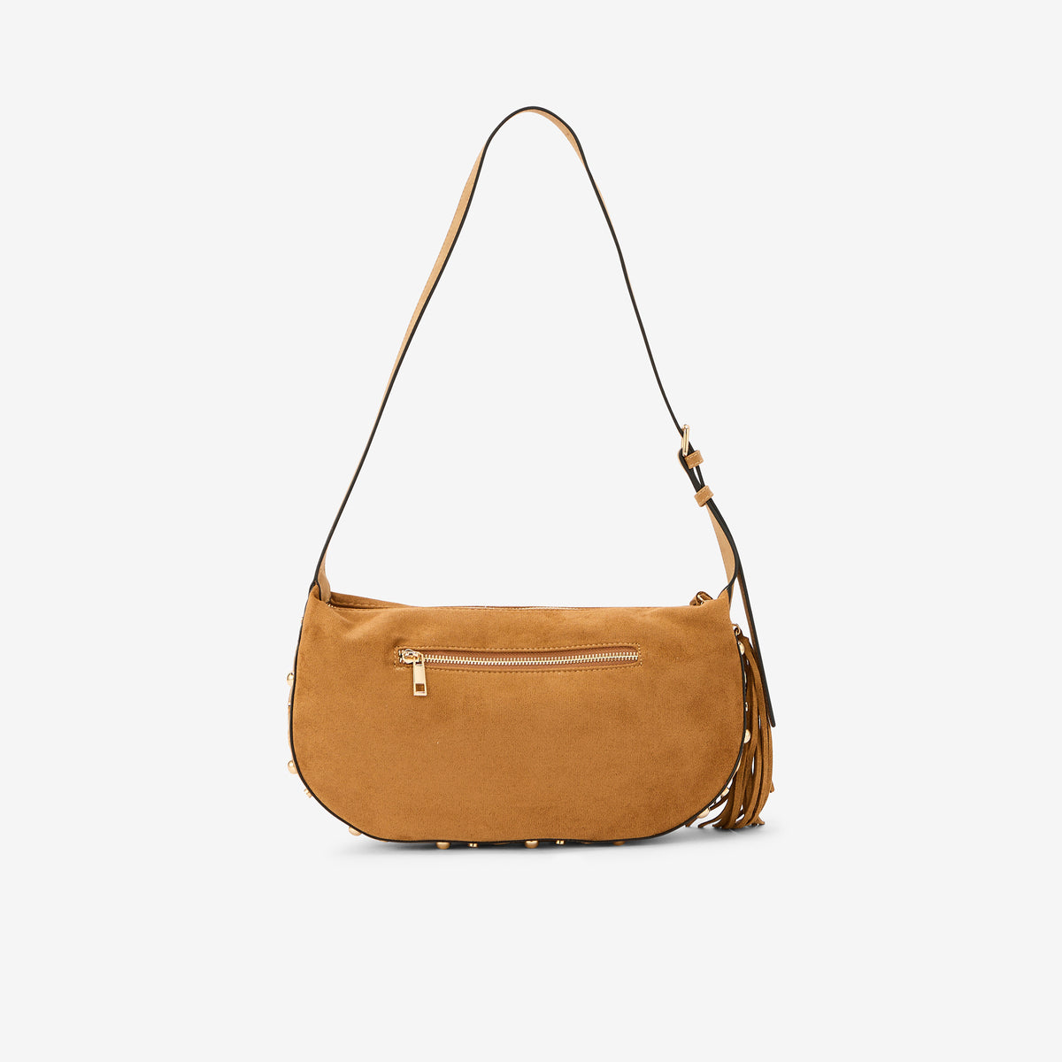 Sac effet suédé camel à franges