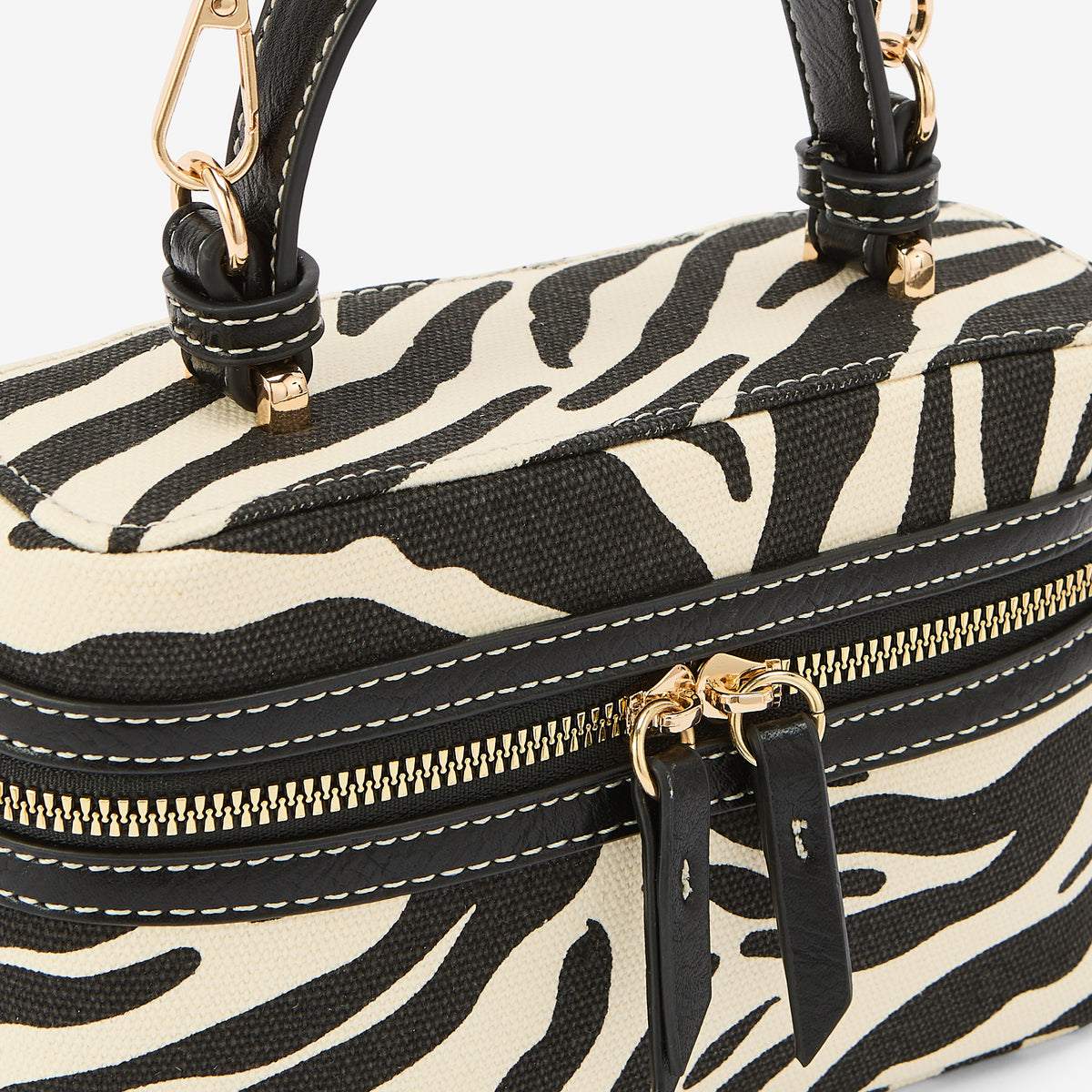 Petit sac vanity à motif zèbre avec bandoulière