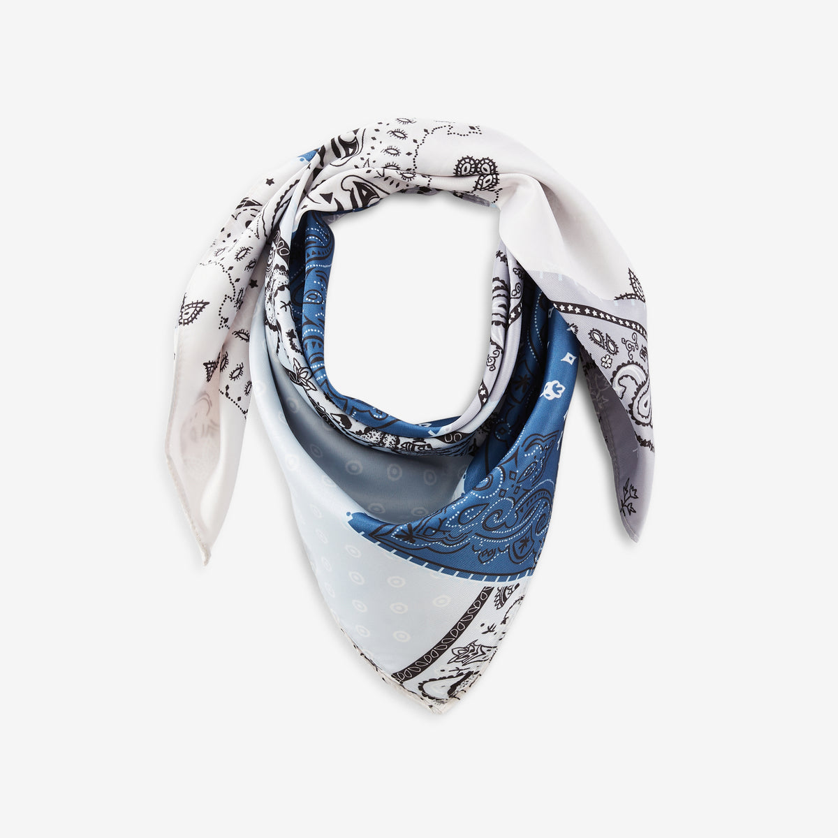 Foulard carré patchwork à motif bandana bleu