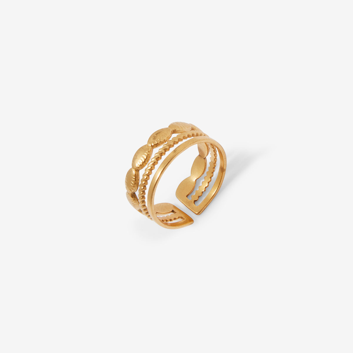 Bague 3 rangs en acier inoxydable