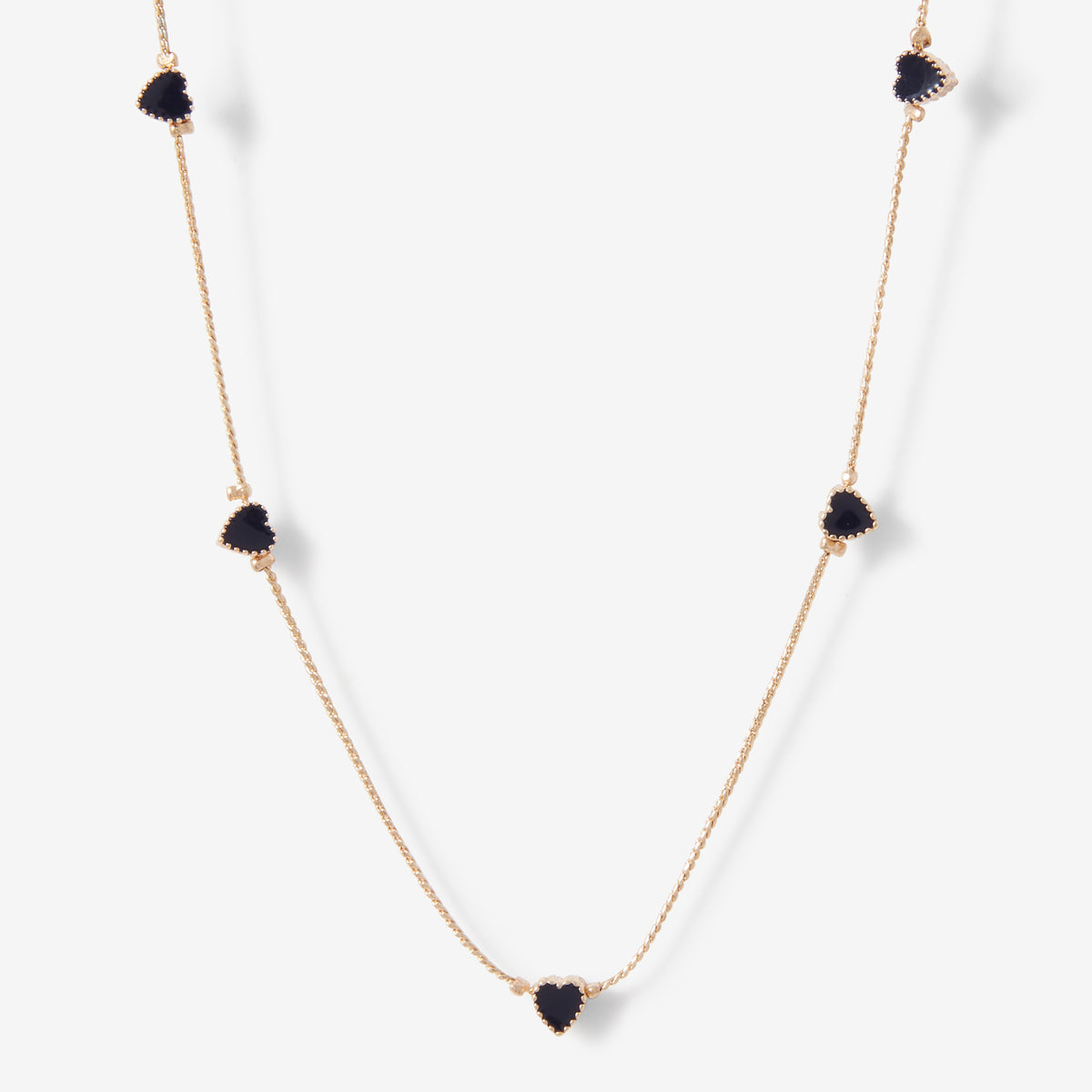 Collier cœurs bleu marine