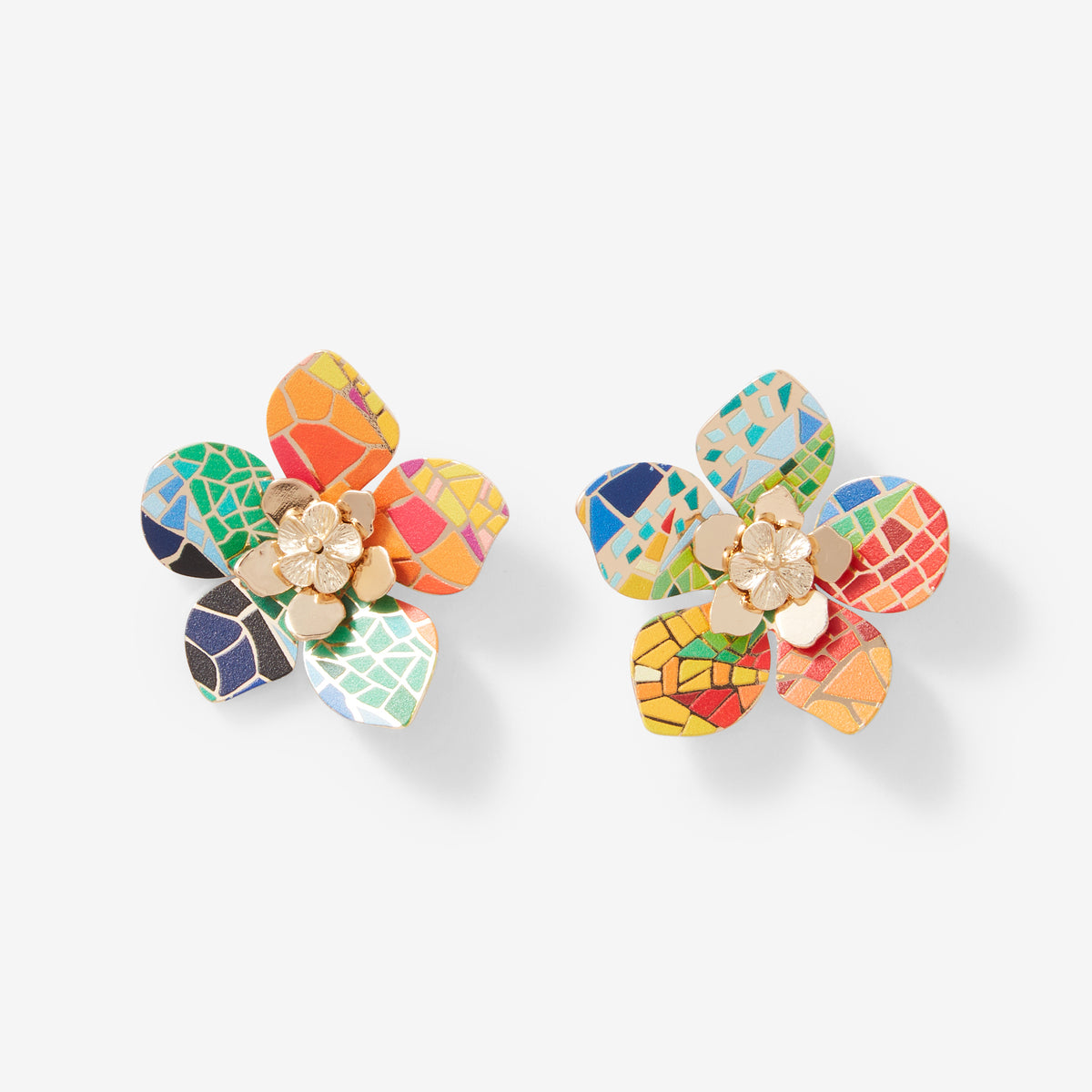 Boucles d'oreilles fleurs Balagane imprimé mosaïque