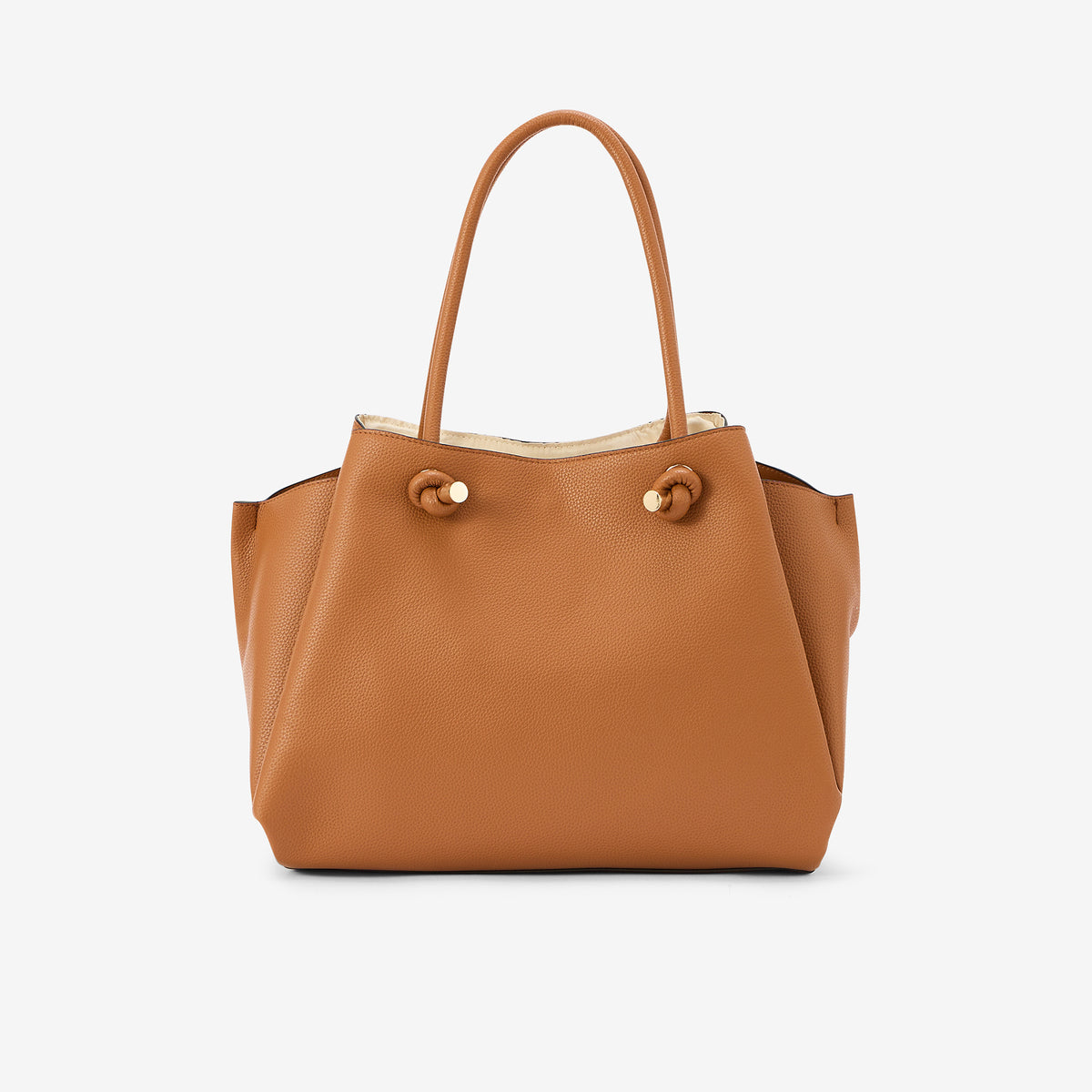 Sac porté épaule camel effet grainé anses nœuds