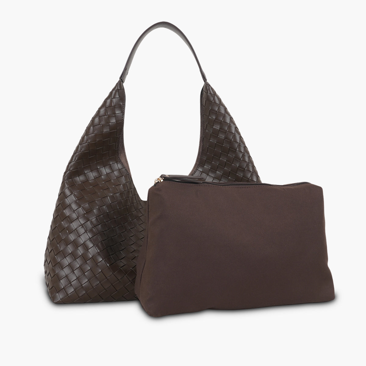 Sac hobo tressé marron foncé