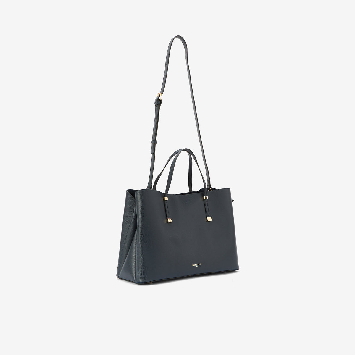 Grand sac à main effet grainé bleu marine