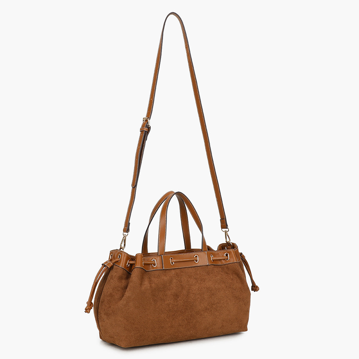 Sac bowling effet suédé camel