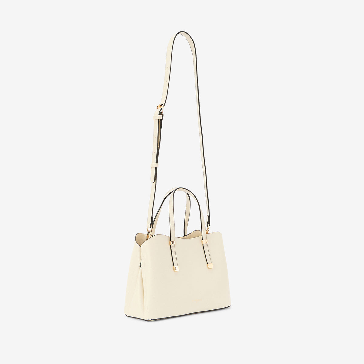 Petit sac à main effet grainé ivoire