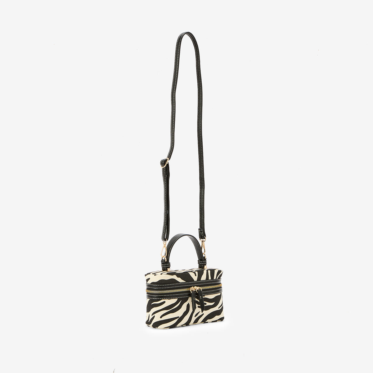 Petit sac vanity à motif zèbre avec bandoulière