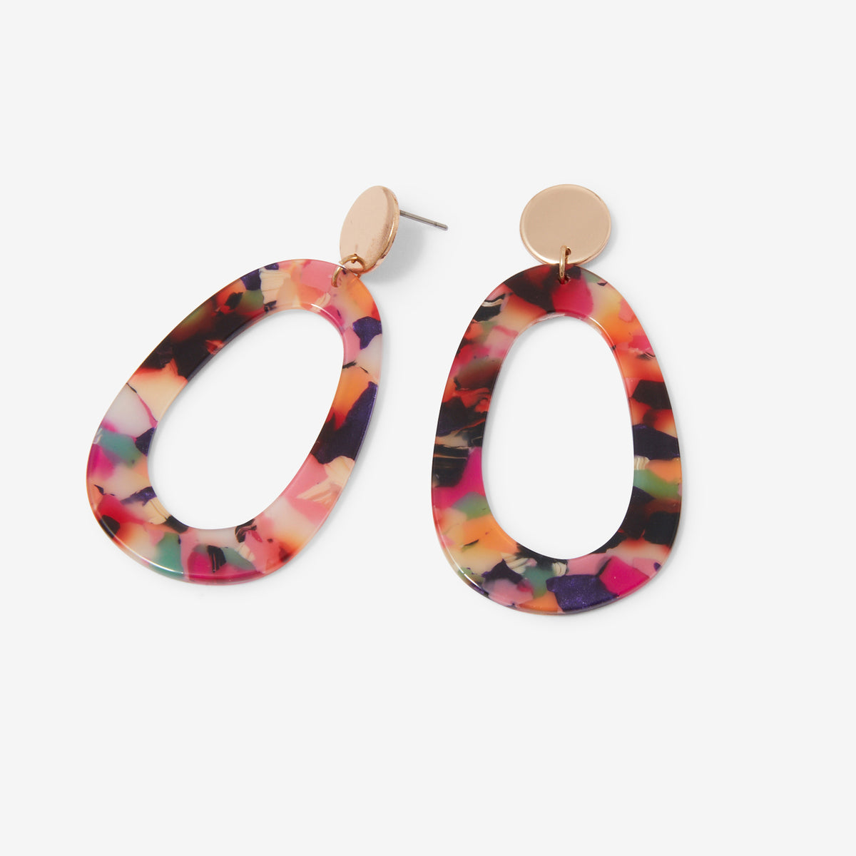 Boucles d'oreilles anneaux résine multicolore