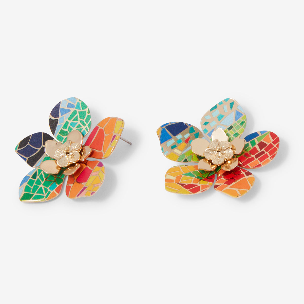 Boucles d'oreilles fleurs Balagane imprimé mosaïque