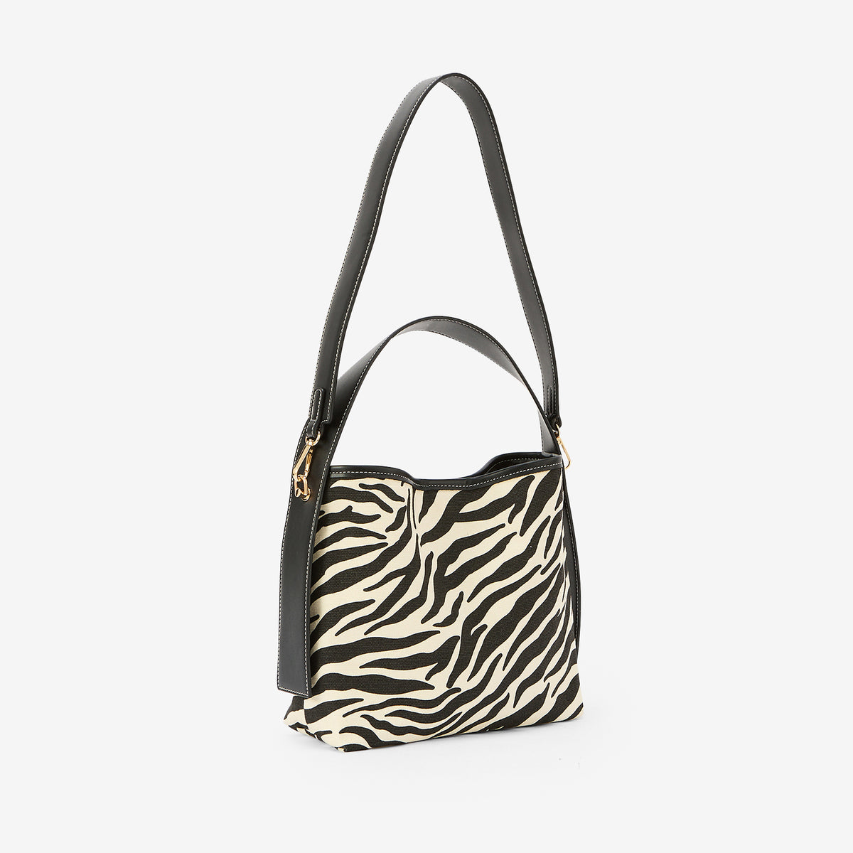 Sac épaule motif zèbre beige et marron